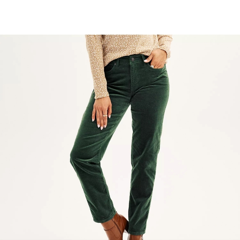 Deep Forest Green Corduroy Croft & Barrel Pants Women's Size 4S. - Picture 2 of 10